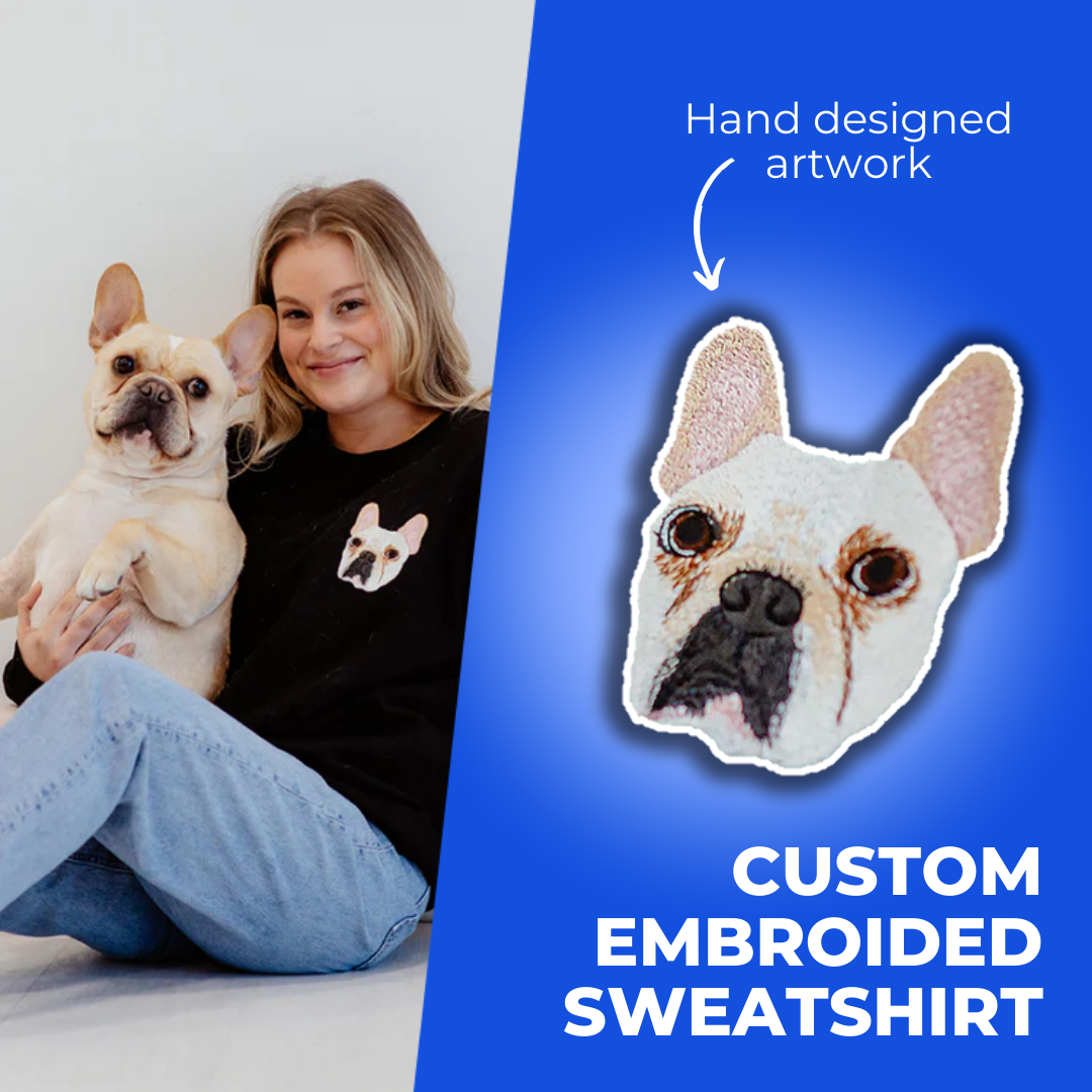 Custom Embroidered Pet Portrait Sweatshirt/Hoodie