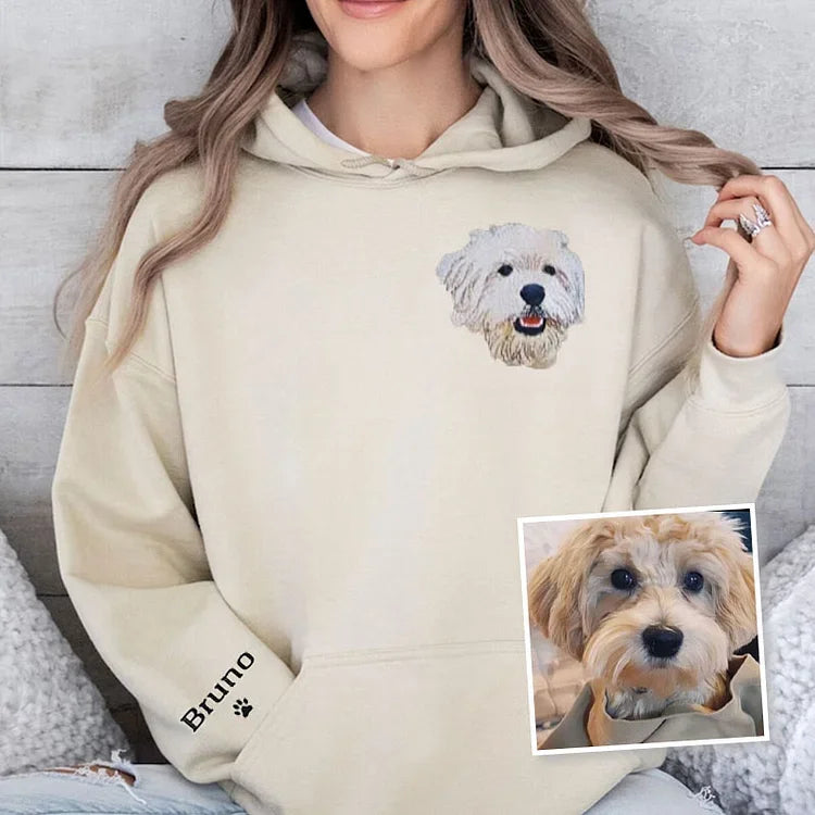 Custom Embroidered Pet Portrait Sweatshirt/Hoodie