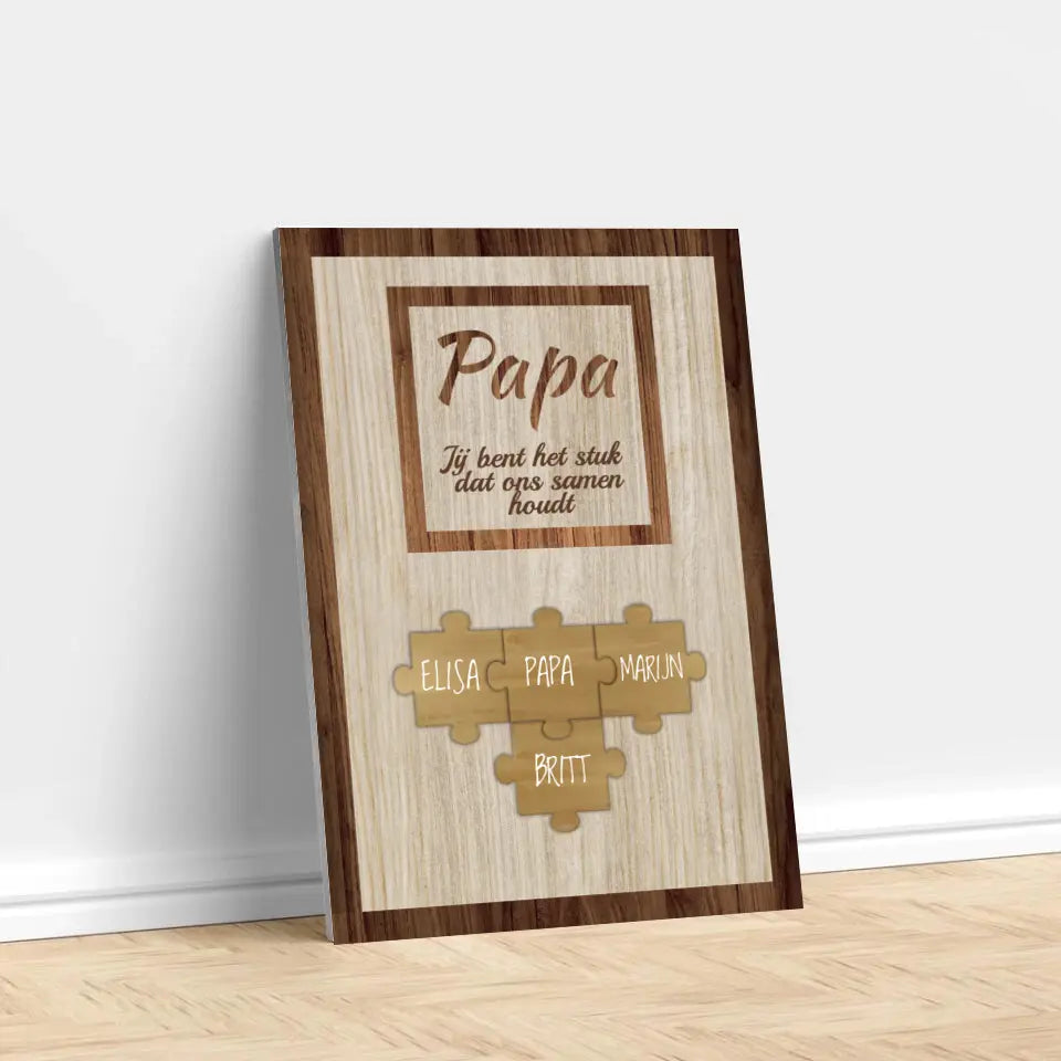 Custom Puzzel Familie Namen Canvas voor Papa