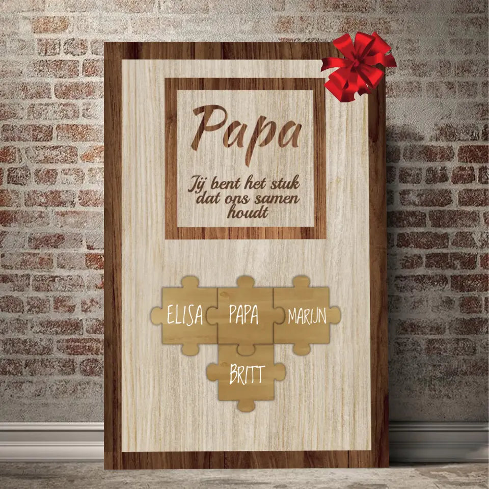 Custom Puzzel Familie Namen Canvas voor Papa