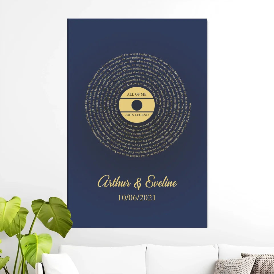 Custom Song Lyrics Canvas with Names