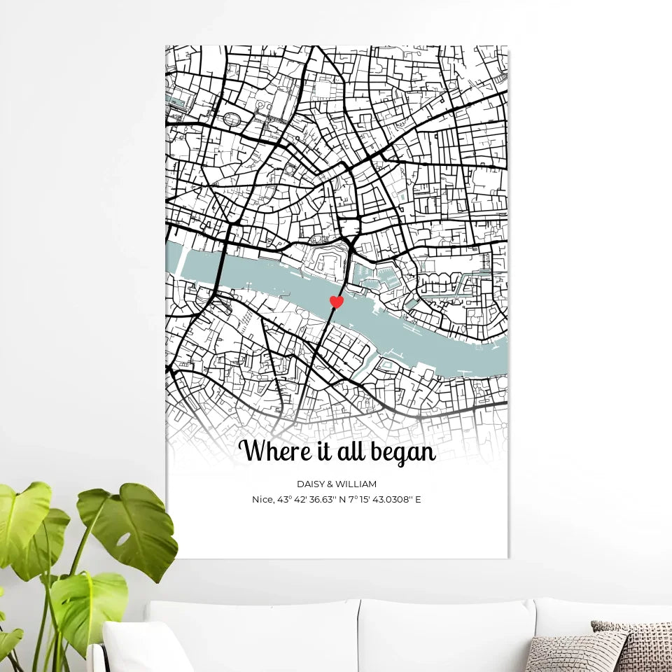 Gepersonaliseerd Locatie Canvas - Where It All Began