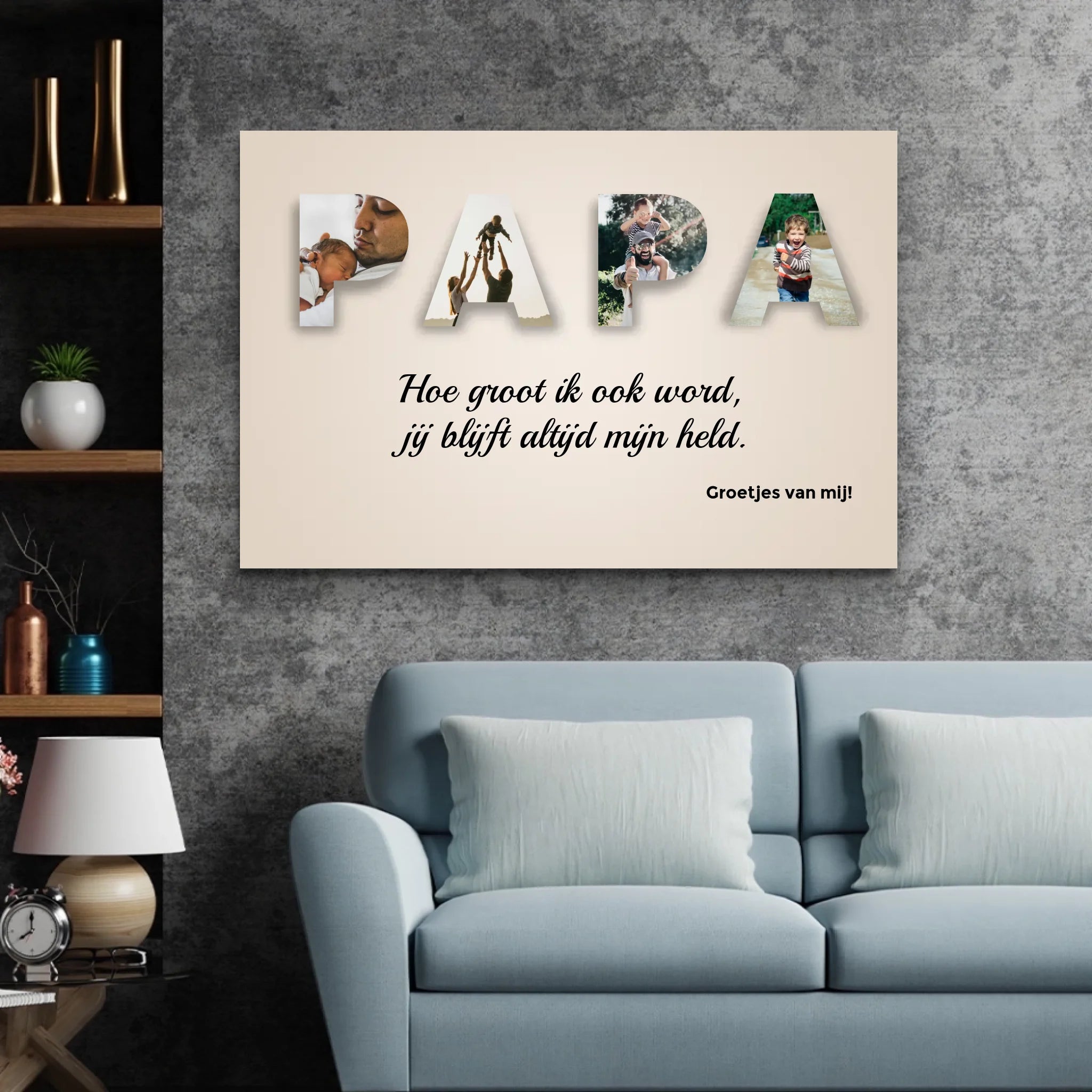 Custom Foto Canvas "Papa blijft mijn held"