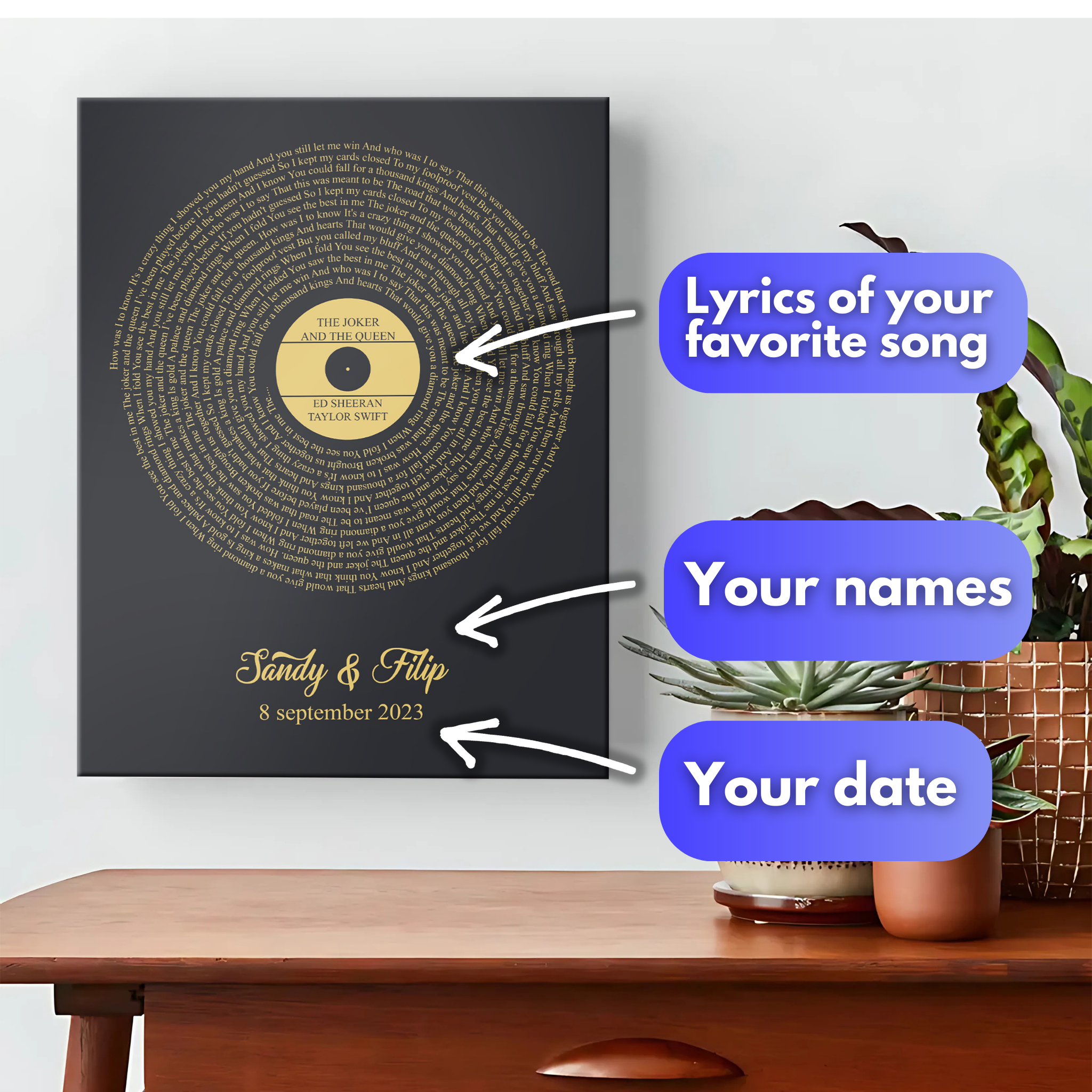 Custom Lyrics Canvas with Names